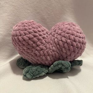 Handmade crochet heart flower pillow